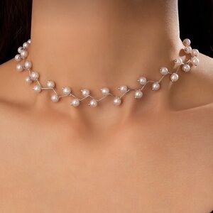 ⚠️Clearance Elegant Pearl Silver And White Choker Necklace